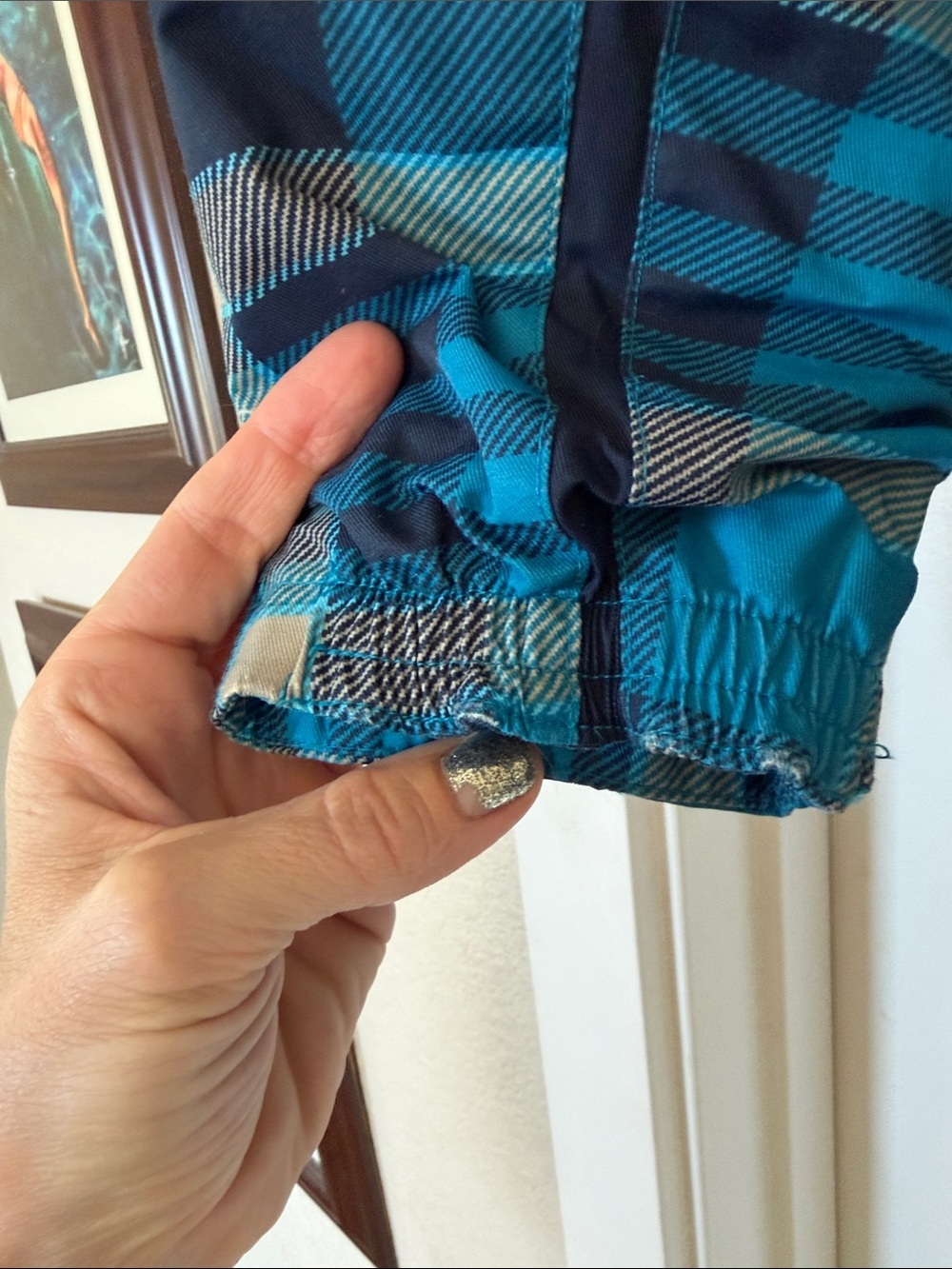 Columbia Boys Large 14/16 Waterproof Plaid Ski Jacket Outer Shell Only Teal Blue - Picture 3 of 7